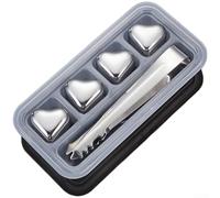 Set di cubetti di ghiaccio a forma di cuore in acciaio inossidabile con scatola in PP e clip per una conservazione sicura e una comoda manipolazione durante il servizio di bevande (B)