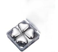 Set di cubetti di ghiaccio a forma di cuore in acciaio inossidabile con scatola in PP e clip per una conservazione sicura e una comoda manipolazione durante il servizio di bevande (A)