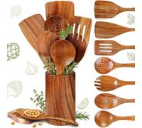 Set di cucchiai da cucina in legno naturale, 9 pezzi, Xummi