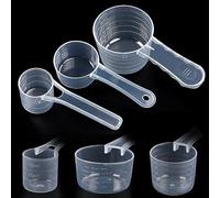 Set di cucchiai dosatori, 60 ml, 30 ml, 7,5 g, in plastica trasparente con scala, cucchiaio in plastica, utilizzabile come dosatore per detersivo, cucina per cottura (3 pezzi)