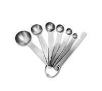 Set di cucchiai dosatori con livellatore, misurini in acciaio inox, con righelli per misurare ingredienti secchi, cottura e cottura (rotondo)