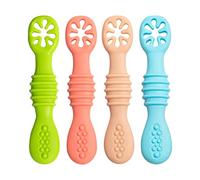 Set di cucchiai educativi per bambini, 100% silicone extra morbido, senza BPA, cucchiaio per l'alimentazione e dentizione per neonati e bambini, 4 mesi + cucchiaio per bambini (4 pezzi)