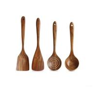 Set di cucchiai in legno con manico lungo per cucina, mescolare, zuppe di riso, servire e mestiere, confezione da 4, 6 o 8 cucchiai (4 pezzi)