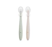 Jané Cucchiaio Svezzamento, 2 Pcs,Cucchiaino Silicone per Bambini, Manico Lungo e Punta Morbida, Senza BPA, Lavabili in Lavastoviglie, Colore Cosmos