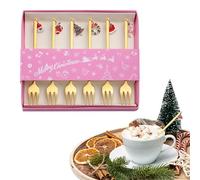 Set di cucchiai natalizi, cucchiaini da caffè natalizi,Cucchiaini da caffè Cucchiaini da tè Cucchiaio per mescolare 6 pezzi - Set di cucchiai da dessert, di posate per uso alimentare per caff