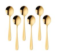 Set di cucchiai rotondi da 17 cm, cucchiaio da zuppa e da dessert in acciaio inossidabile di alta qualità, resistenti, lavabili in lavastoviglie ed ergonomici, cucchiai versatili per cucina di casa (6