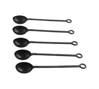 Set di cucchiaini da caffè pieghevoli, manico lungo 21 cm, marrone | Set di 5 pezzi, misura precisa da 15 g, ideale per fondi di caffè, foglie di tè, per polvere istantanea, uso in caffè