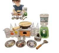 Set Di Cucina Per Bambini,Set Di Giocattoli Educativi Per Gioco Simbolico Con Attrezzi Da Cucina - Attrezzi per Cucinare Cibo Reale, Fornello Mini, Pentola per Friggere, Bottiglie per Condimenti,Per B