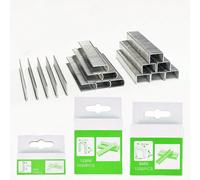 Set di cucitrice pesante, tre dimensioni di graffette, 1000 pezzi/confezione, adatto per pistole graffe, incluse graffe per porta da 5/16", graffe a U da 1/2", graffe a T da 3/8" Chiodi a U/1000 pezzi