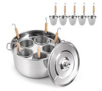 Set di cuocipasta in Acciaio Inox con cestelli scolapasta, pentola Multifunzione con Coperchio e 3/4/5 Scomparti per cuocere Pasta, Noodles, Gnocchi e Verdure,4 Hole(5 Hole)