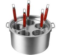 Set di cuocipasta Professionale in Acciaio Inox con scolapasta Integrato e Inserto a 5 Fori - Ideale per l'uso in Cucina, Sia a casa Che al Ristorante.