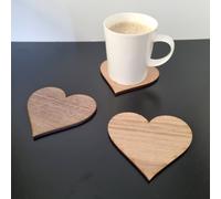Set Di Cuore Legno Sottobicchieri - Ciliegia, Rovere O Noce Finitura (Incisione