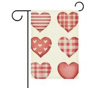 Set di cuori rossi con scritta "Love", bandiere da giardino semplici per le festività stagionali, in iuta, double face, per esterni, 30,5 x 45,7 cm