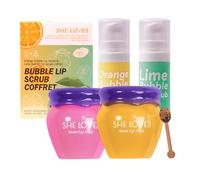 Set di cura per le labbra, MKNZOME Set di balsamo labbra e scrub labbra Maschera per labbra Scrub labbra Maschera per labbra Cura labbra per giorno notte, Ridurre linee delle labbra e rughe