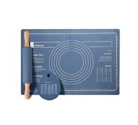 Set di cuscinetti for impastare in silicone for la casa, mattarello for uso domestico, grande strumento cottura con fondo antiaderente antiscivolo spessore(Three piece set blue)