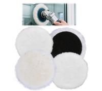 Set di cuscinetti per lucidatura da 125 mm, compatibili con levigatrice orbitale Bosch, 4 pezzi, 1 lungo, 3 lana d'agnello corta, spessore 26 mm, punta lucidante orbitale con chiusura in velcro, disco