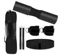 Set di cuscinetti per squat, cuscini per bilanciere, cuscinetti per anche, protezione del peso in schiuma, per esercizi di deadlifting, affondi, supporto fitness con polsiere e cinghie per caviglie