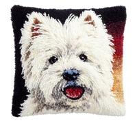 Set di cuscini fai da te per cani, a punto croce, 43 x 43 cm, West Highland White Terrier, fai da te, kit di ricamo a punto croce, con formulario per bambini e adulti, set fai da te con tela