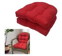 Set di cuscini per sedie da interni ed esterni, confezione da 2 cuscini con schienale, 48 x 48 cm, per sedie a dondolo da giardino, morbidi cuscini imbottiti (rosso 1)