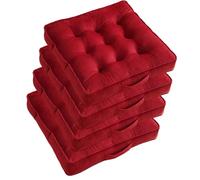Set di cuscini spessi e antiscivolo per pavimento, morbidi e comodi, per casa e classe, 50 x 50 cm (4 pezzi) Colore: grigio e rosso vino