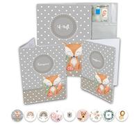 Set di custodie per libretto di vaccinazione e custodia per passaporto 3 pezzi custodia di alta qualità per i documenti importanti del tuo bambino (libretto di vaccinazione passaporto volpe grigio)