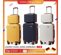 Set di custodie rigide KONO 100% ABS con custodia per cosmetici Trolley con serratura TSA e custodia per bellezza leggera da viaggio Blu 20 pollici