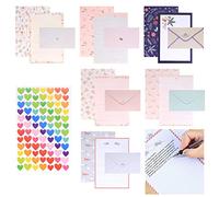 Set di da Lettere e Buste, Lettere di Cancelleria a Righe, 36 Pezzi Carta da Cancelleria A5 e 18 Buste in Carta per Lettere per Ufficio, Casa, Scuola (6 Set)