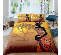 Set di da letto a tema donna africana alberi copripiumino per donne adulti modello africano trapunta copertura etnica Afro a righe copriletto camera da letto copripiumino 3 pezzi super