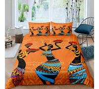 Set di da letto da donna arancione etnico afro africano copripiumino set tradizionale esotico copripiumino tribale collezione camera da letto 3 pezzi Lightwight