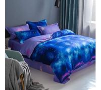 Set di da letto per bambine,con motivo galassia e cielo stellato,per bambini,adolescenti,donne,per camera da letto,reversibile,di lusso,latteo,spazio esterno glitterato,con chiusura lampo morbida