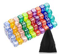 Set di Dadi a 6 LatI Mulitcolor da Gioco 14mm per Tenzi Farkle Yahtzee Bunco, Con Borsa Portaoggetti Inclusa