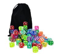 Set di dadi a pois esagonali, 100 pezzi, 14 mm | Dadi a sei lati con custodia portaoggetti, risorsa di apprendimento per oggetti di scena per lezioni di matematica