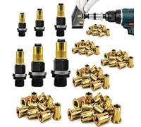 Set di Dadi a Rivetto M3-M10, Kit di Rivettatura Filettata con 6 Teste Intercambiabili e 60 Dadi a Rivetto, Adattatore per Rivettatrice per Trapano, Utensile Professionale per Inserti Filettati