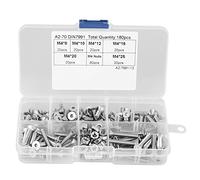 Set di dadi a testa piatta in acciaio inossidabile 180 pezzi Kit di assortimento di dadi a testa piatta in acciaio inossidabile M4 304 con scatola