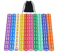 Set di Dadi Acrilici Opachi a 6 Facce da 16 mm per Giochi da Tavolo, Giochi di Dadi, Giochi di Matematica, Con Sacchetto di Velluto Gratuito (100 Dadi trasparenti dieci colori)