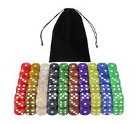 Set di Dadi Acrilici Opachi a 6 Facce da 16 mm per Giochi da Tavolo, Giochi di Dadi, Giochi di Matematica, Con Sacchetto di Velluto Gratuito (100 Dadi perlati)