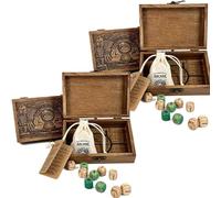Set di dadi arcani per la divinazione - Dadi oracolari in legno incisi per rituali tarocchi e divinazione runica, amplificatore intuizione artigianale con scatola sacra tinta a mano (2pc)