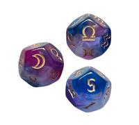 Set di Dadi Astrologici a 12 Facce, 3 Pezzi, Acrilico | Superfici Lisce, per Letture Astrologiche Numeri Dorati Grandi, Colori Misteriosi e Giochi da Tavolo