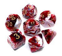 Set di dadi bianchi e rossi per dungeon e dragons, set di 7 dadi poliedrici per giochi di ruolo