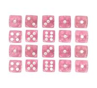 Set di dadi da 20 pezzi, colori traslucidi, dadi con angoli arrotondati, giochi da tavolo, per insegnare la matematica (Rosa con macchie bianche)