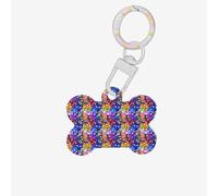 Set di dadi da gioco con stampa di 1 pz medagliette identificative a forma di osso per cani su entrambi i lati con portachiavi artigianali per animali domestici