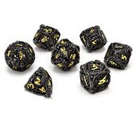 SET DI DADI DA GIOCO GLASSSTAFF Soulreaper Gold Hollow Metal RPG in metallo cavo