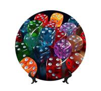 Set di dadi da gioco Piatti decorativi in ceramica Bone China Piatto decorativo con espositore Ornamento in ceramica fatto a mano Personalità Piatto da pranzo in porcellana Artigianato per la