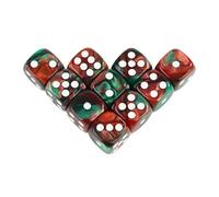 set di dadi Dadi 10 pezzi 12 mm D6 dadi acrilici mini cubo bicolore a 6 lati angoli arrotondati dadi da gioco adatti for club party DND RPG gioco da tavolo accessori da tavolo dadi colorati(Green red)