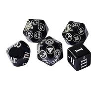 Set di dadi DM da 5 pezzi tra cui valutazione D6, dadi di allineamento NPC, NPC Emotion D20, Encounter Die e Pathfinder's Journey Cube (set nero solido)