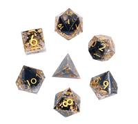 Set di Dadi DND DollaTek in Resina di Lusso Trasparenti - D4 D6 D8 D10 D12 D20 - Nero Trasparente