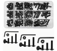 Set di dadi e bulloni in acciaio inox M4 M5 M6, nero, con testa a bottone flangiata, tappo con colletto, set di viti per macchina con attacco esagonale (147 pezzi)