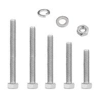 Set di dadi e bulloni M6, in acciaio inox, con rondelle, viti a macchina più lunghe assortite, bulloni completamente filettati per auto, moto, mobili, navi, costruzioni, meccanici (40/50/60/70/80 mm)