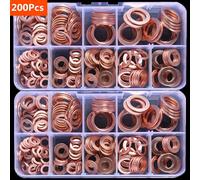 Set di dadi e bulloni per guarnizione rondella in rame Kit di assortimento di guarnizioni ad anello piatto con scatola //M8/M10/M12/M14 per tappi di coppa