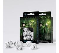 Set Di Dadi Elvish Bianchi E Neri Giochi Di Ruolo Q-Workshop DND RPG Roll NUOVO